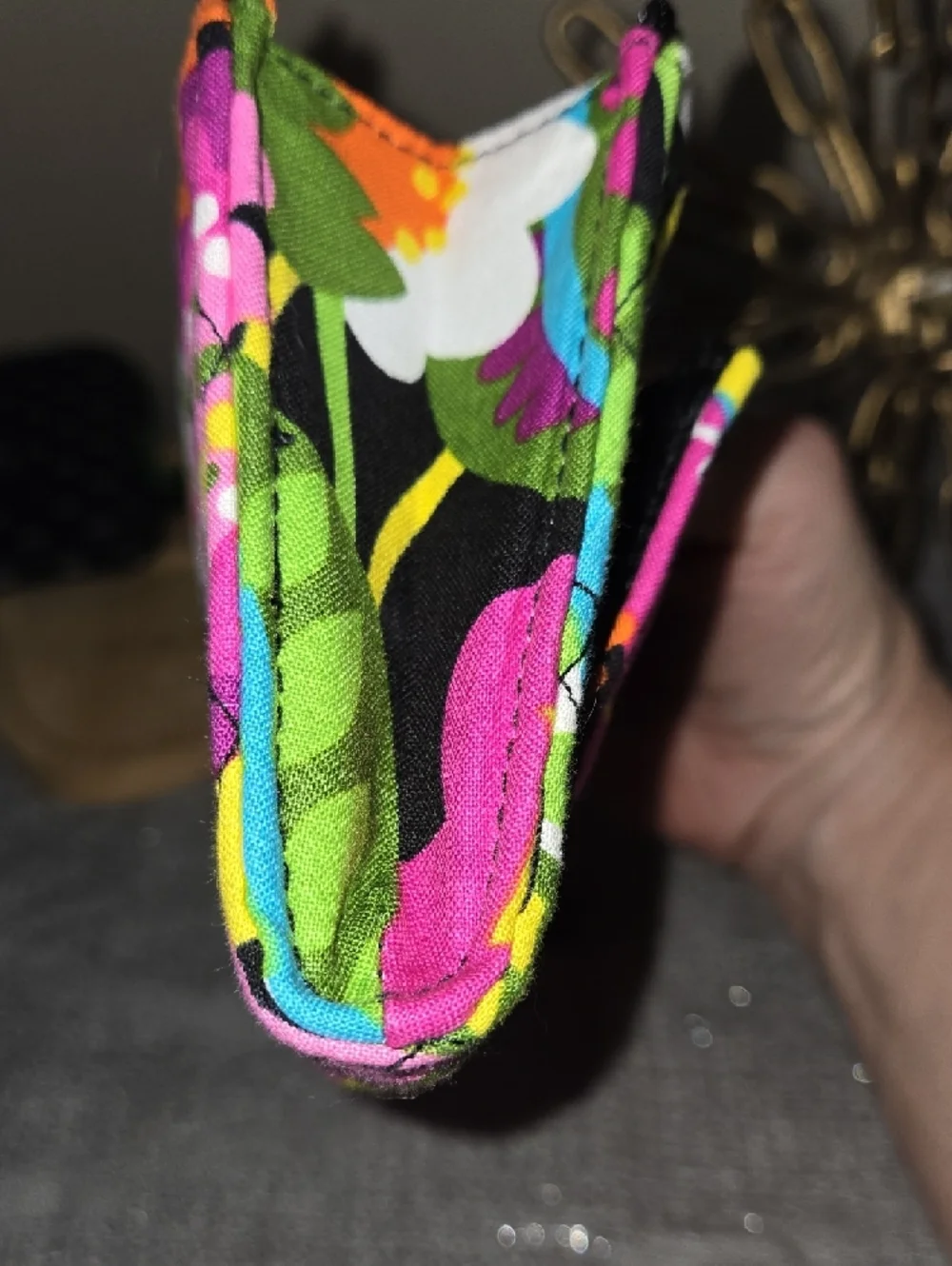 Vera Bradley Quilted Wristlet in Vibrant Pink, Yellow, Green & Blue Floral - Picture 12 of 12